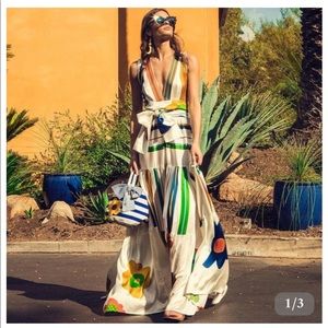 🌼EEZTO FLORAL V NECK SLEEVELESS BOHO MAXI DRESS